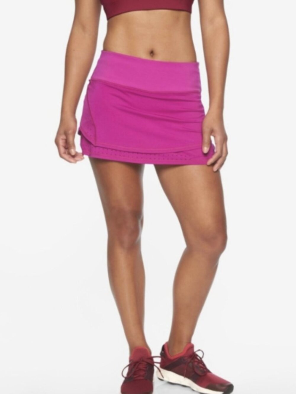 Athleta Stealth Trucool Skort Size Medium Magenta Bike Shorts Skirt Athletic